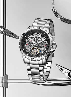 FILA斐乐男士镂空机械手表2025新款时尚潮流夜光防水腕表礼物6587
