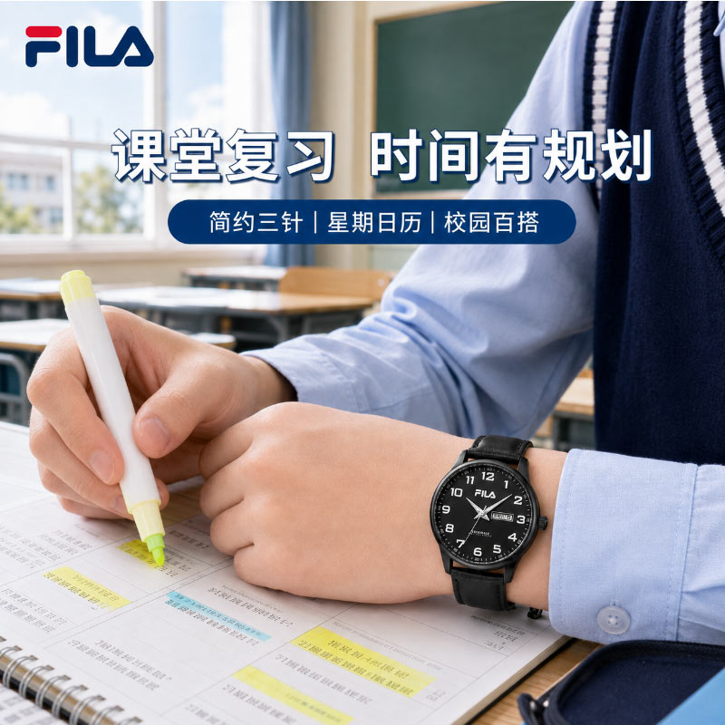 FILA斐乐男学生手表初高中女生考试专用静音准时防水只看时间7005