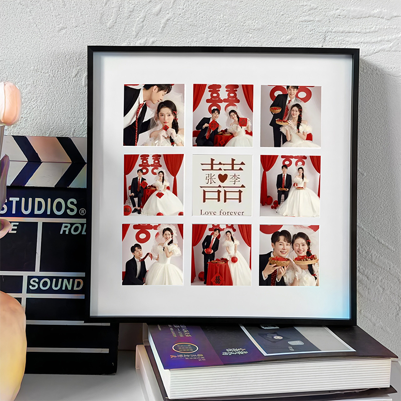 婚纱照定制九宫格相框挂墙冲印照片diy摆台高级感情侣画框全家福