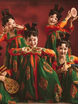 荷花奖郑州春晚唐宫夜宴图演出服儿童唐俑汉服女童古典舞古装表演