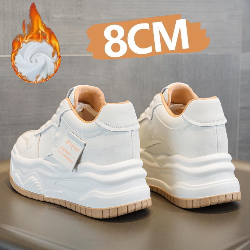 内增高8cm加厚保暖爆款小白鞋