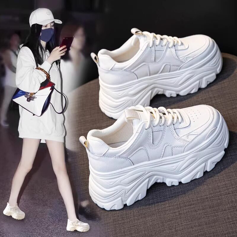 老爹鞋女女款2026新款鞋子春季厚底增高鞋子休闲鞋运动鞋真皮女鞋