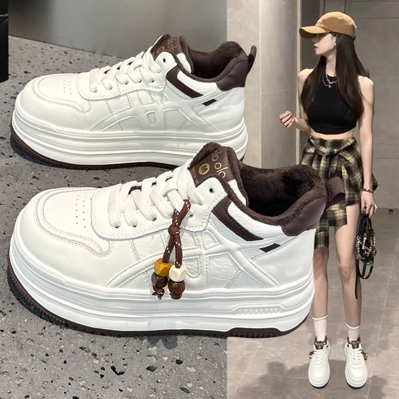 真皮高帮小白鞋女2025新款秋冬