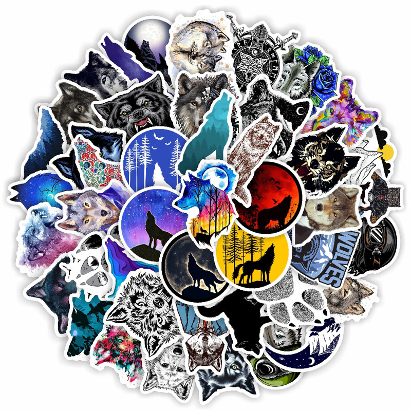 50张个性狼图腾户外野狼涂鸦贴纸 手机电脑行李箱笔记本汽车贴纸
