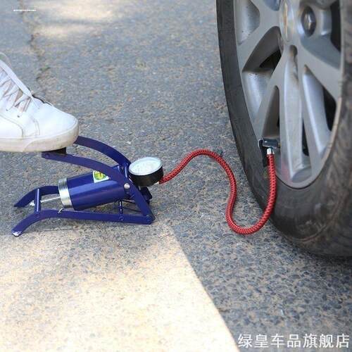 车载车充脚踩打气筒大号双筒压脚双杠篮球大力神机高床垫单管
