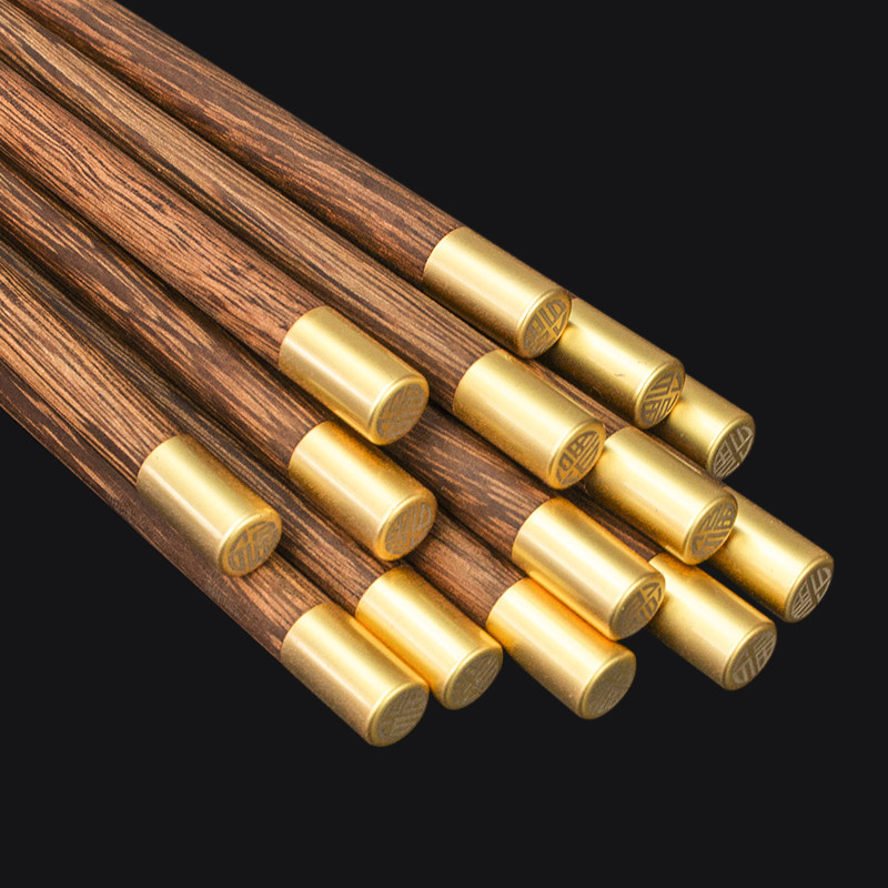 竹韵轩家用新款天然鸡翅木筷子耐高温抗菌防滑霉实木筷子中式餐厅