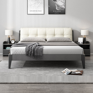 现代经济型板式 双人床1.8米北欧简约1.5主卧软靠婚床小户型家具床