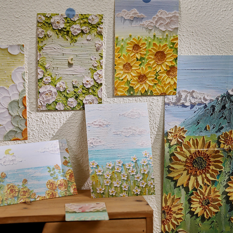 创意油画明信片温柔宝藏ins文艺情侣学生礼物插画手绘风新年浪漫治愈