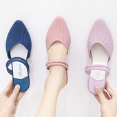 女尖头粗跟夏防滑软底半拖厚底 简约包头浅口凉鞋 2021新款 休闲时尚