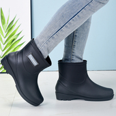 女冬短筒时尚 水靴胶鞋 防水耐磨踩水防滑厨房套鞋 雨靴水鞋 胶靴雨鞋