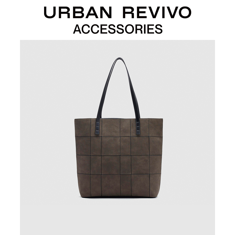 URBAN REVIVO2023秋冬新款男士通勤百搭反绒编织单肩包UAMB30028