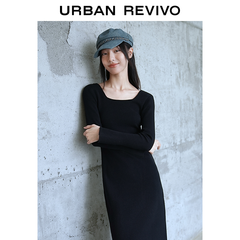 【UR魅力】UR2023秋冬女装轻熟风小小织针织连衣裙UWG930121