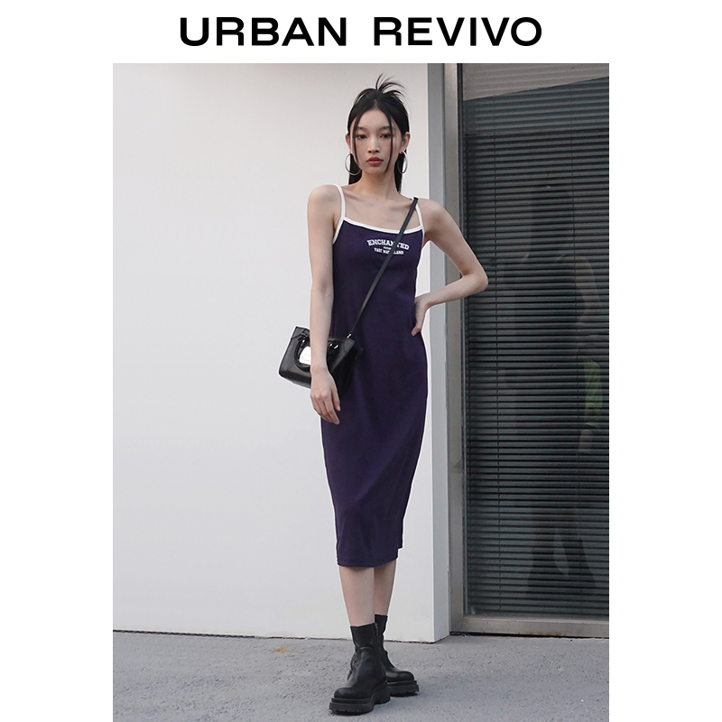 UR2023夏季女装欧美辣妹风美式运动风吊带连衣裙UWV732015