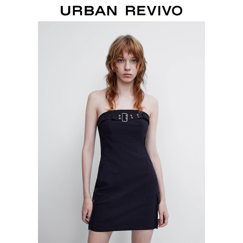 UR新品女装暗黑辣妹风抹胸小黑裙连衣裙WV34S7FE2000