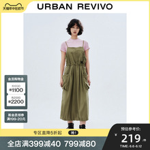 【都市趣野】UR2024夏季新款女工装抽绳吊带连衣裙UWV740049
