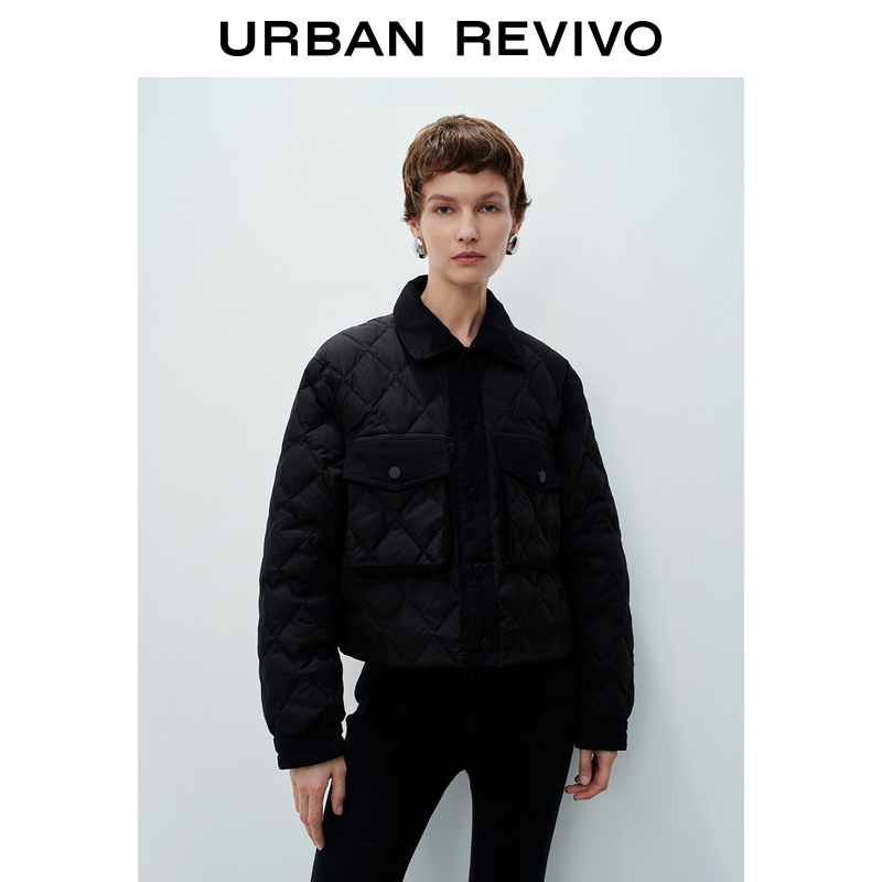 UR2023秋冬新款女装经典菱格绗缝双口袋舒适温暖羽绒服UWH130041