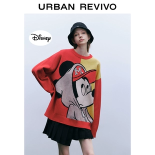 迪士尼米奇 撞色图案提花毛衣WV43S9BN2001 女装 UR2022冬季 新款