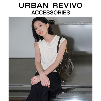 URBAN REVIVO2024春季新款女士优雅通勤褶皱单肩包UAWB40142