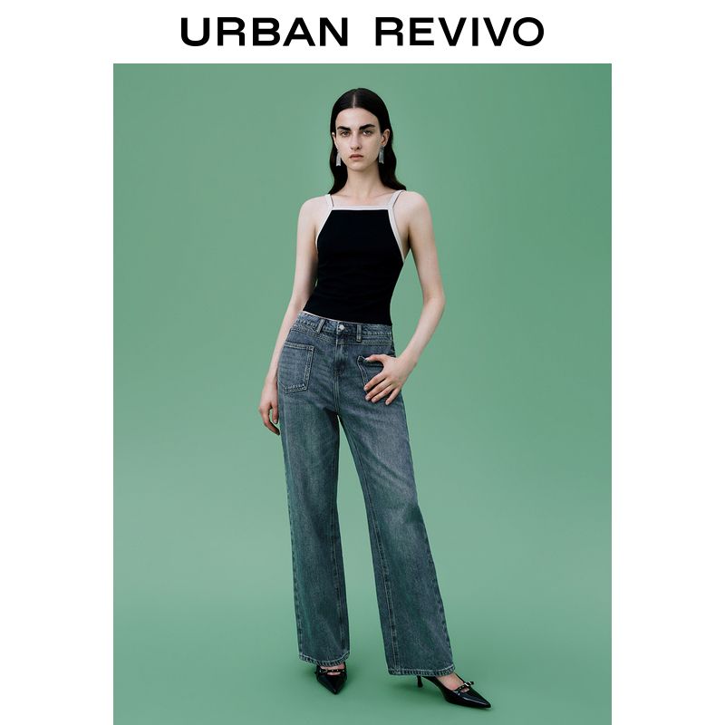 UR2023夏季女装时尚纯欲风坎肩方领吊带紧身薄背心UWG432094