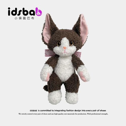 英国IDSBAB小袋鼠巴布卷毛猫毛绒娃娃蝴蝶结德文猫咪玩偶生日礼物