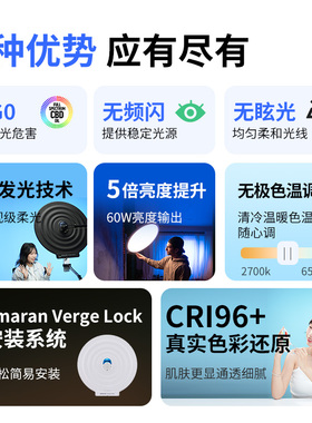 Aputure/爱图仕 amaran艾蒙拉Verge Max 桌面直播补光灯 桌搭主播美颜专用柔光灯 护眼便携视频拍摄摄影灯