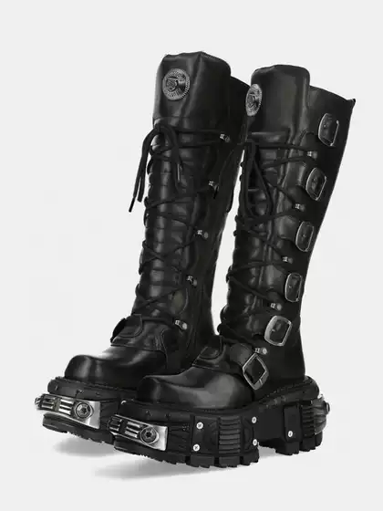 Heavy Metal Thick-Soled Long Boots, New Dark Punk Style, Height-Increasing Lace-Up High Boots for Women, Zipper Rock Biker Boots