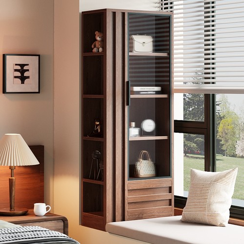 飘窗柜收纳柜主卧实木松木置物架定制轻奢高级感新款收纳柜