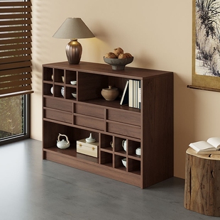 中式实木博古架小型茶柜茶具置物架多宝阁展示架子简约储物柜矮柜