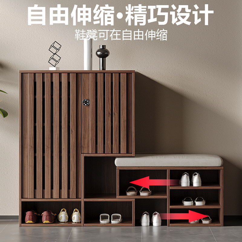 鞋柜换鞋凳一体家用门口中式玄关柜密码锁门外楼道阳台带锁储物柜