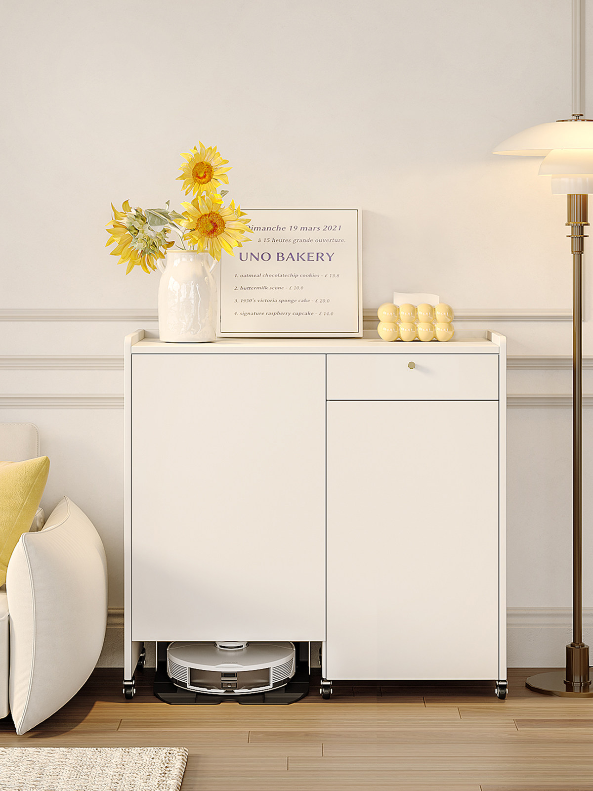 移动扫地机器人收纳柜置物架机器人柜带轮子阳台柜子储物柜置物柜