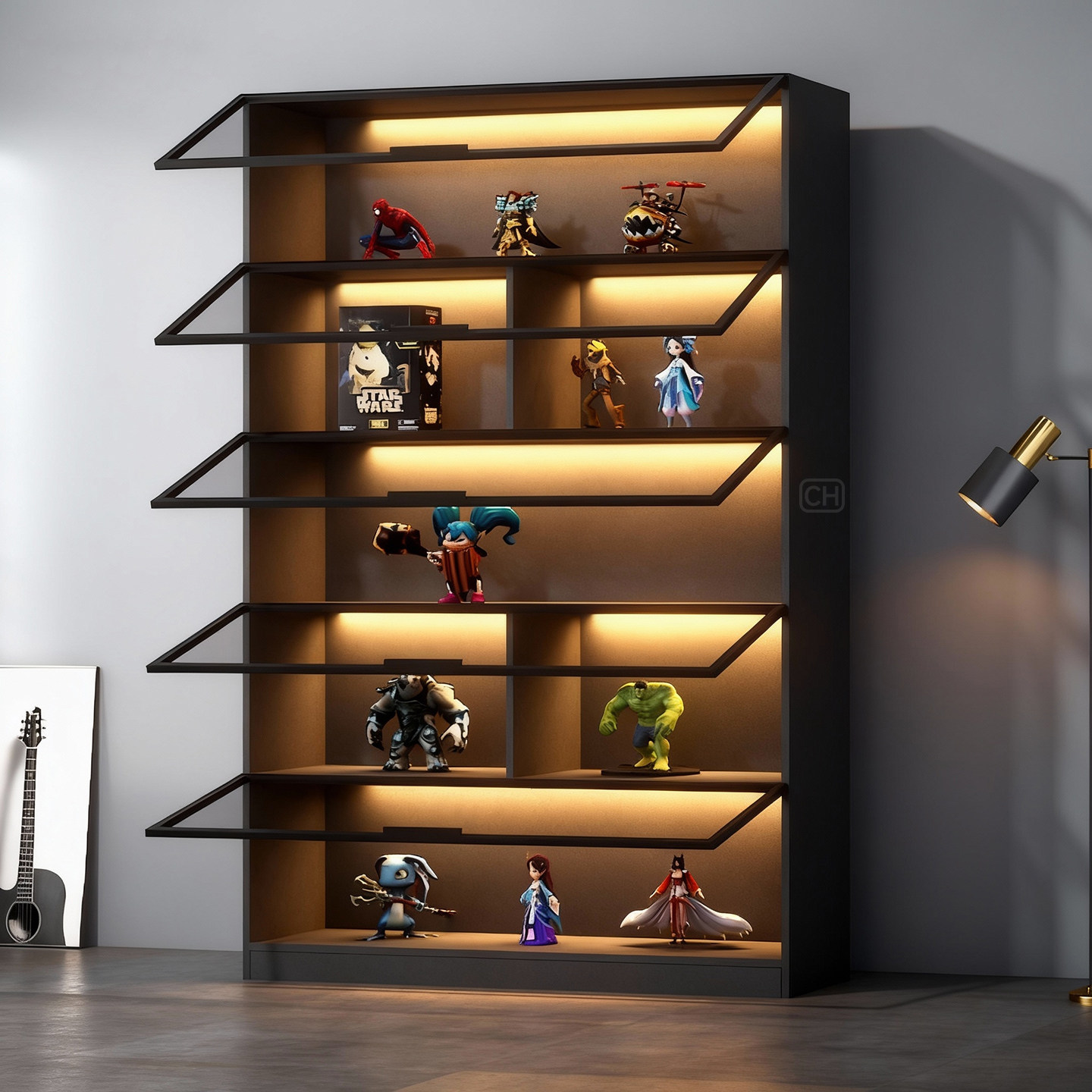 轻奢手办柜模型展示柜家用透明门玻璃书柜防尘置物架储物柜陈列柜