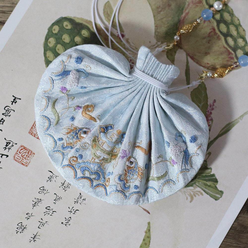 花寄 鱼刺绣diy手工成品鱼跃龙门腰圆古法荷包国风中秋香囊礼物