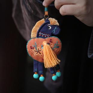 花寄生肖马刺绣diy手工成品自制绣花香囊平安高升挂件马年礼物