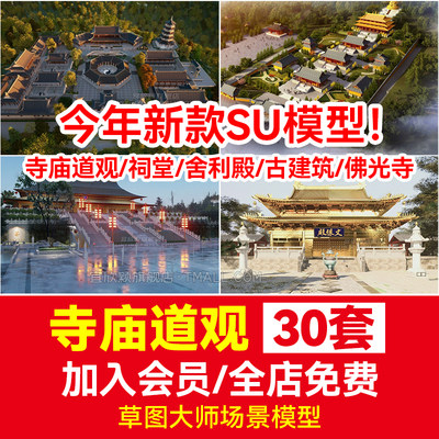 祠堂舍利殿古建筑寺庙道观SU模型