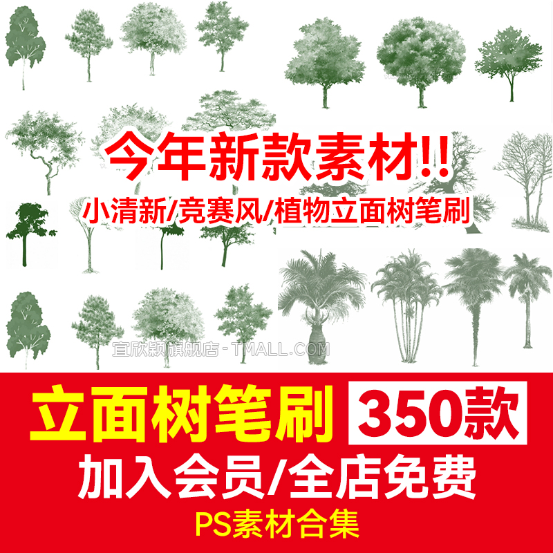 立面树PS笔刷小清新竞赛景观植物