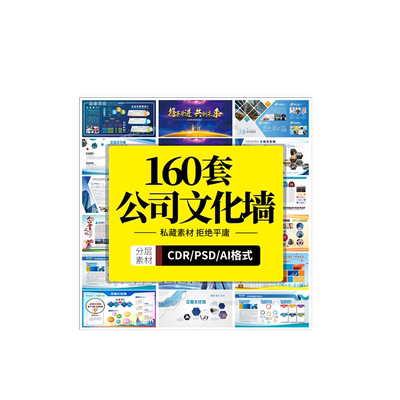 公司企业文化形象墙宣传栏PS海报PSD模板CDR文化展板AI设计素材