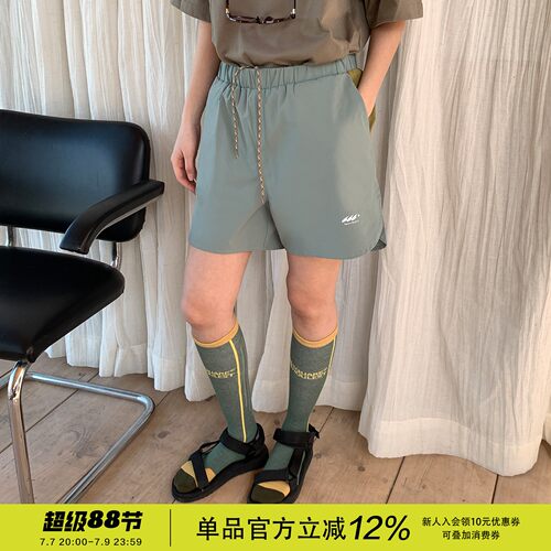 square houlest夏季户外山系宽松拼接健身运动跑步骑行轻薄短裤女