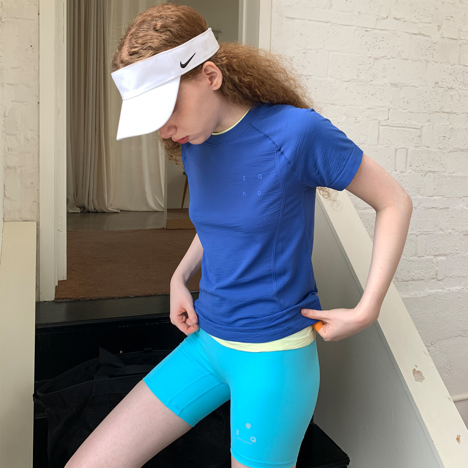 square houlest户外运动跑步速干T恤女显瘦瑜伽服透气健身短袖女