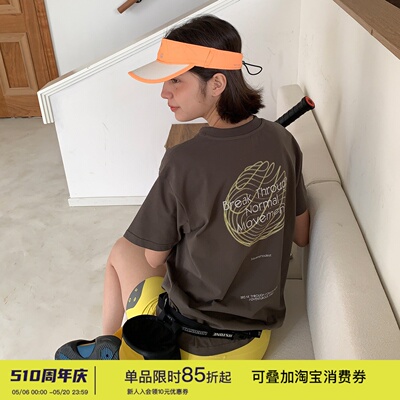 square houlest百搭户外运动凉感透气印花宽松显瘦印花短袖T恤女