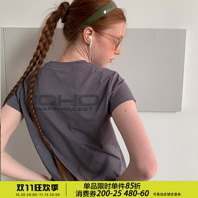 square houlest夏季户外休闲透气亲肤圆领显瘦T恤凉感正肩短袖女