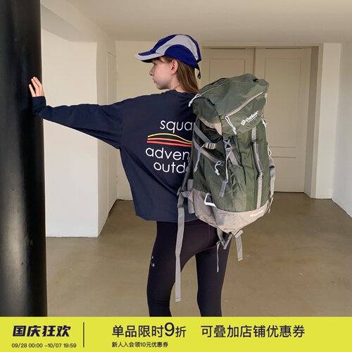 户外运动抽绳宽松型长袖T恤女