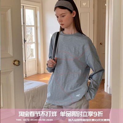 square houlest春户外休闲透气竹节棉跑步运动健身防晒长袖T恤女