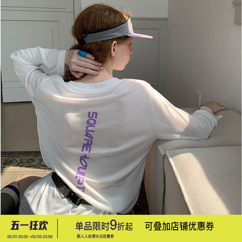 square houlest冰感防晒长袖T女夏季薄款透气宽松显瘦外穿上衣