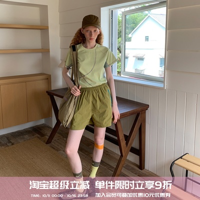 户外山系撞色拼接T恤女
