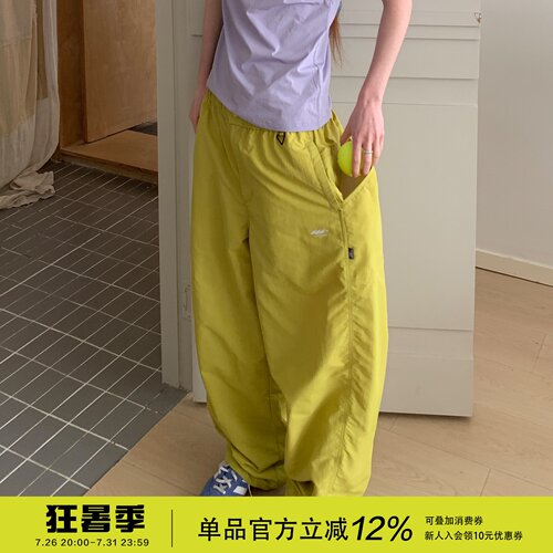 square houlest户外休闲登山徒步轻薄防水宽松阔腿伞兵裤长裤女