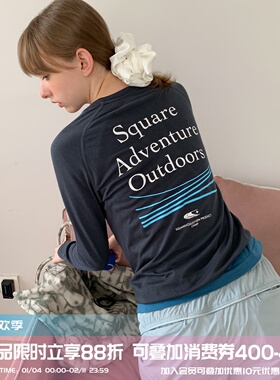 square houlest户外吸湿抗菌无缝T恤健身瑜伽跑步运动防晒长袖女