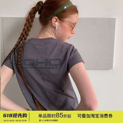 square houlest夏季户外休闲透气亲肤圆领显瘦T恤凉感正肩短袖女