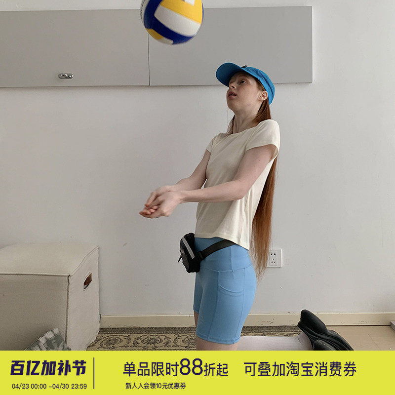 square houlest吸湿高弹修身骑行健身运动瑜伽鲨鱼裤短裤三分裤女