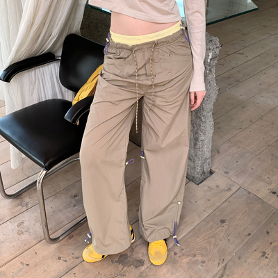 square houlest户外徒步登山休闲百搭双腰头抽绳宽松运动长裤女