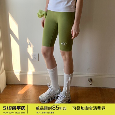 square houlest户外高弹收腹提臀瑜伽骑行裤打底运动鲨鱼五分裤女
